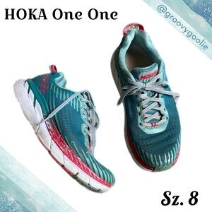 Hoka One One Teal and Pink Athletic Shoes Sz 8